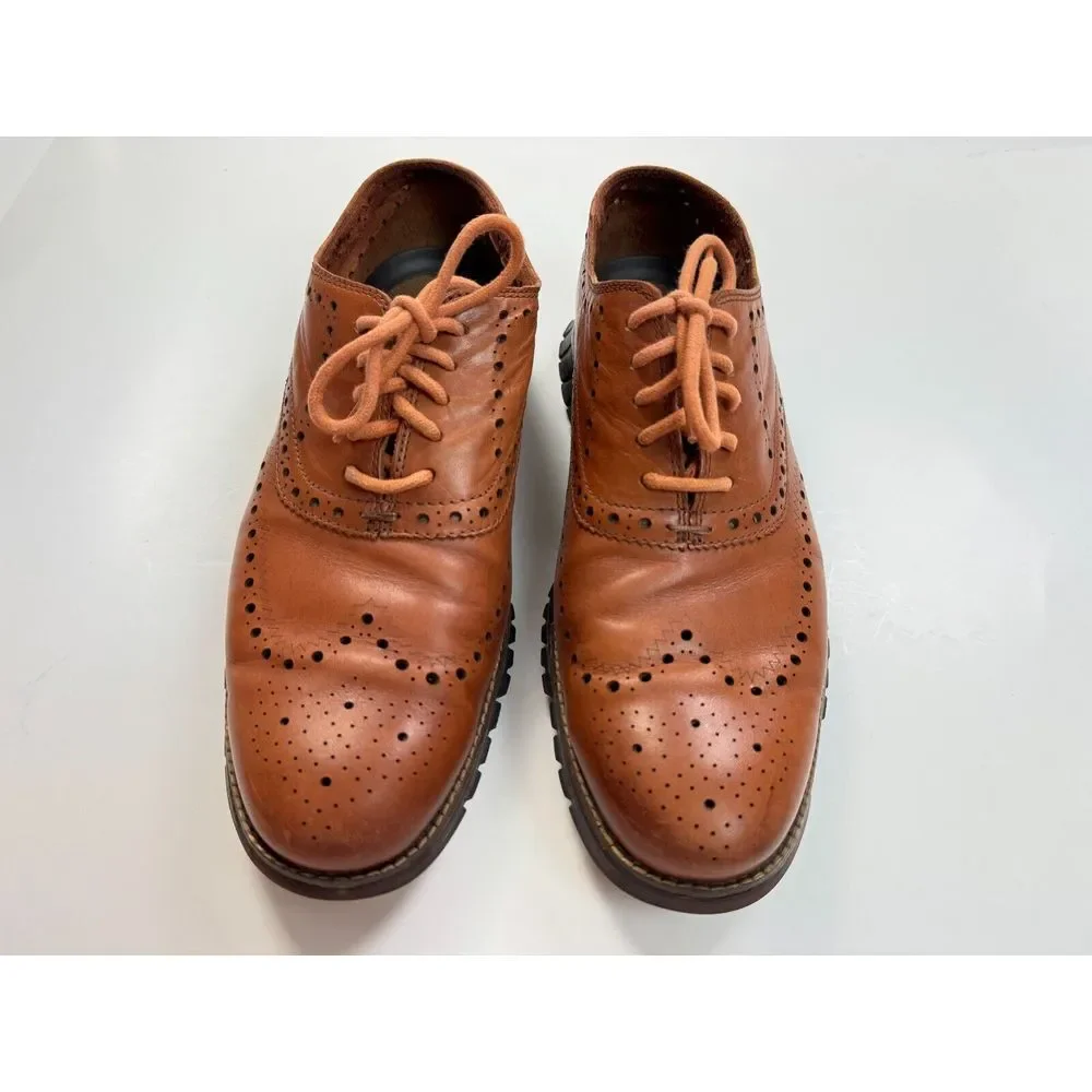 Cole Haan ZERGRAND Remastered Wingtip Oxford Mens‎ 9M Brown Leather Lace-up